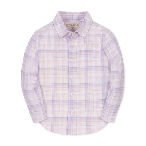 Linen Button Down Shirt - Monet Plaid