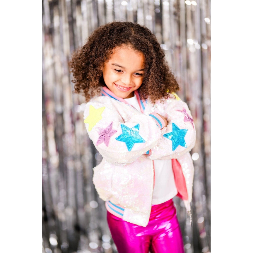 Born To Be A Star Girls Sequins Bomber Jacket