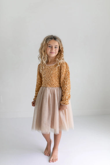 Sequin Champagne Sparkle Tulle Dress Oopsie Daisy