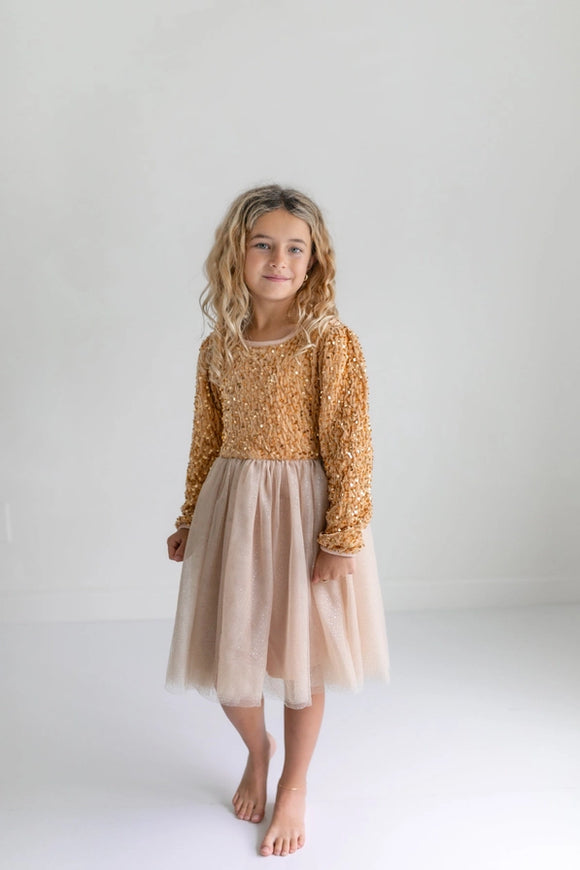Sequin Champagne Sparkle Tulle Dress