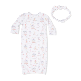 Carousel With Bows Kimono Gown & Knot Headband