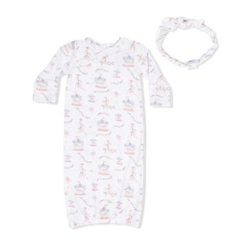 Carousel With Bows Kimono Gown & Knot Headband