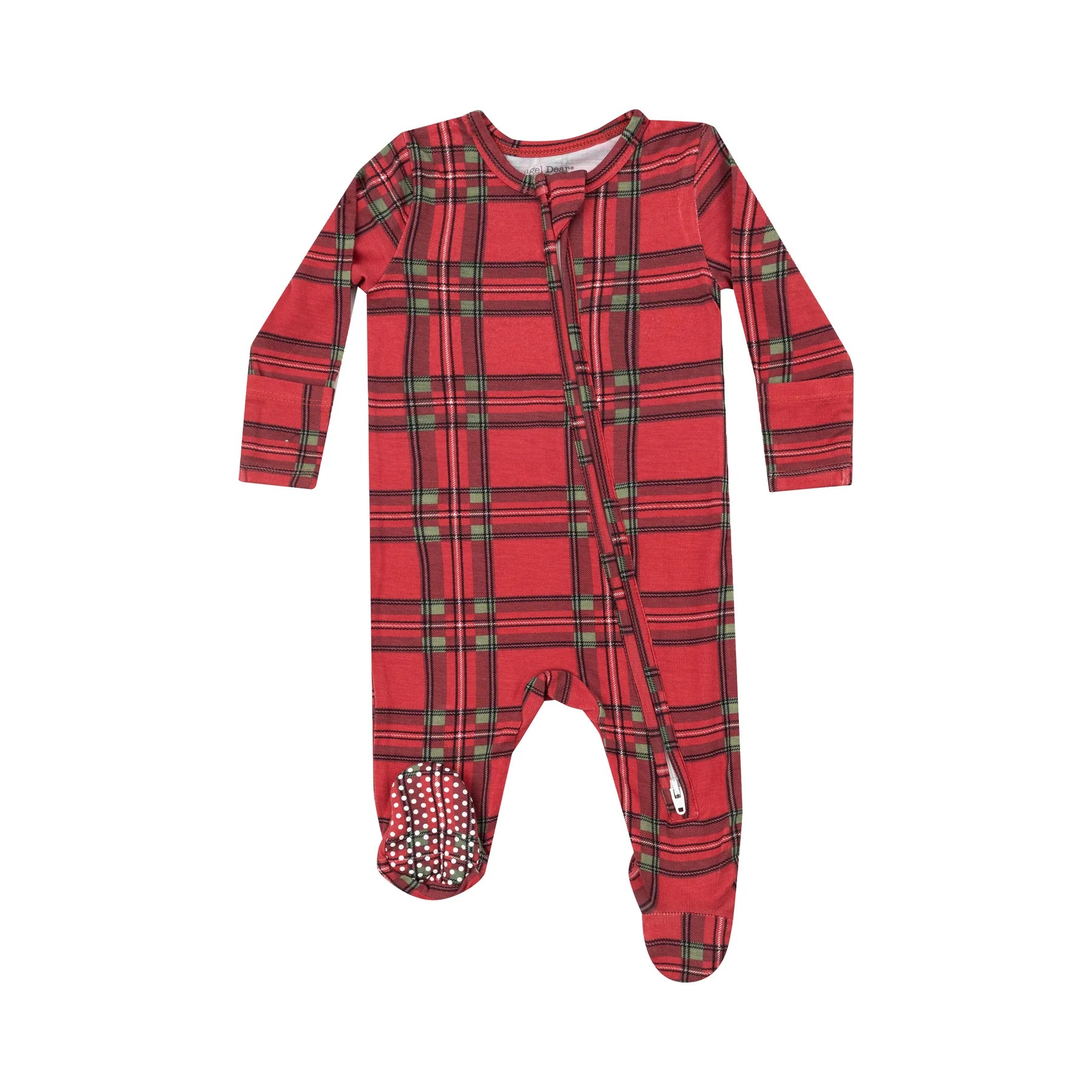 Vintage Holiday Plaid 2 Way Zipper Footie