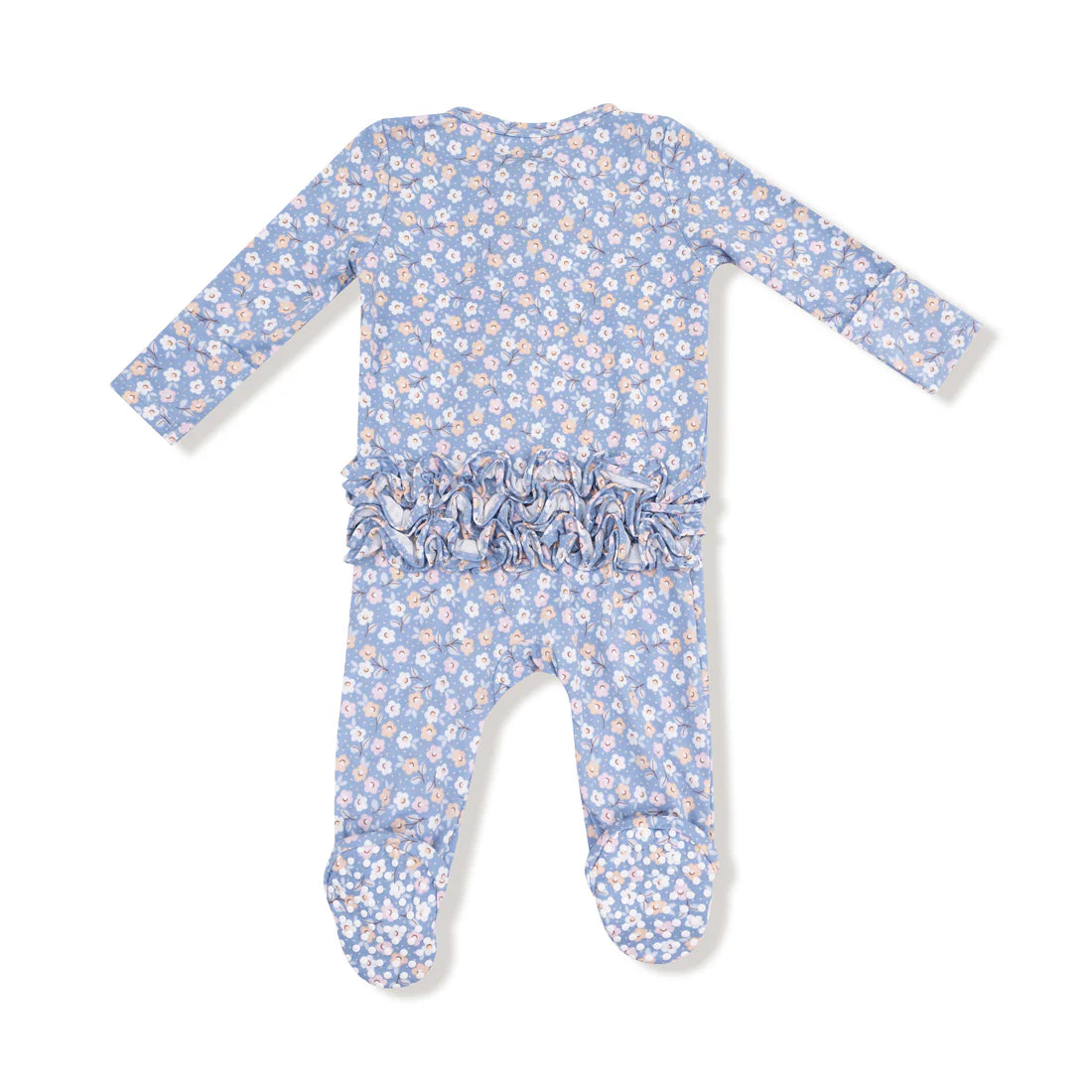 Country Calico 2 Way Zipper Ruffle Back Footie - 0