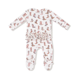Future Cowgirl 2 Way Zipper Ruffle Back Footie - 0