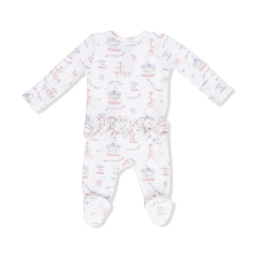 Carousel with Bows Ruffle Footie - 0