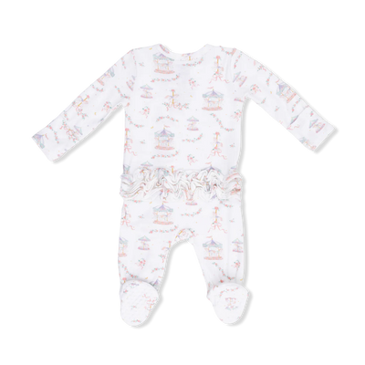 Carousel with Bows Ruffle Footie - 0