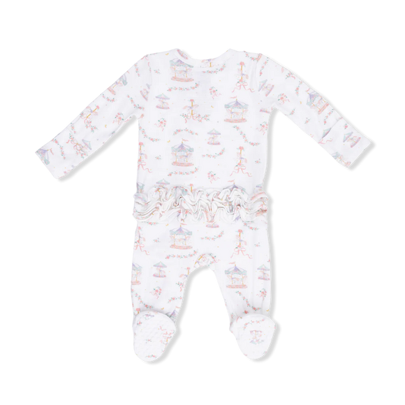 Carousel with Bows Ruffle Footie