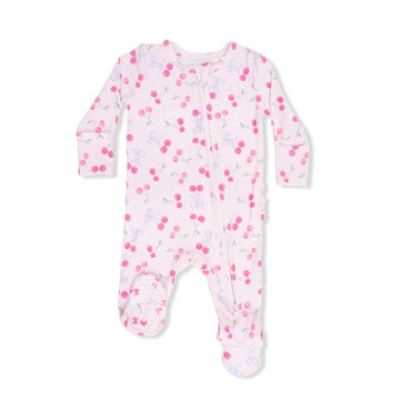 Sweet Bow Cherries Ruffle Footie