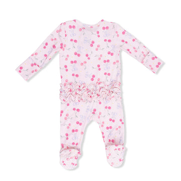 Sweet Bow Cherries Ruffle Footie - 0