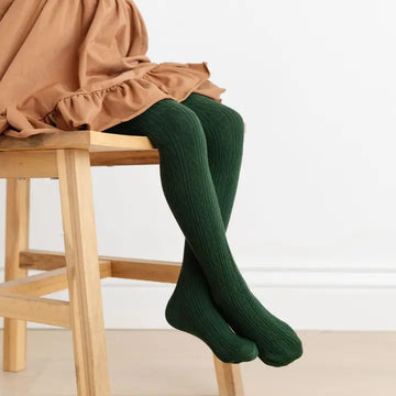 Forest Green Cable Knit Tights - 0