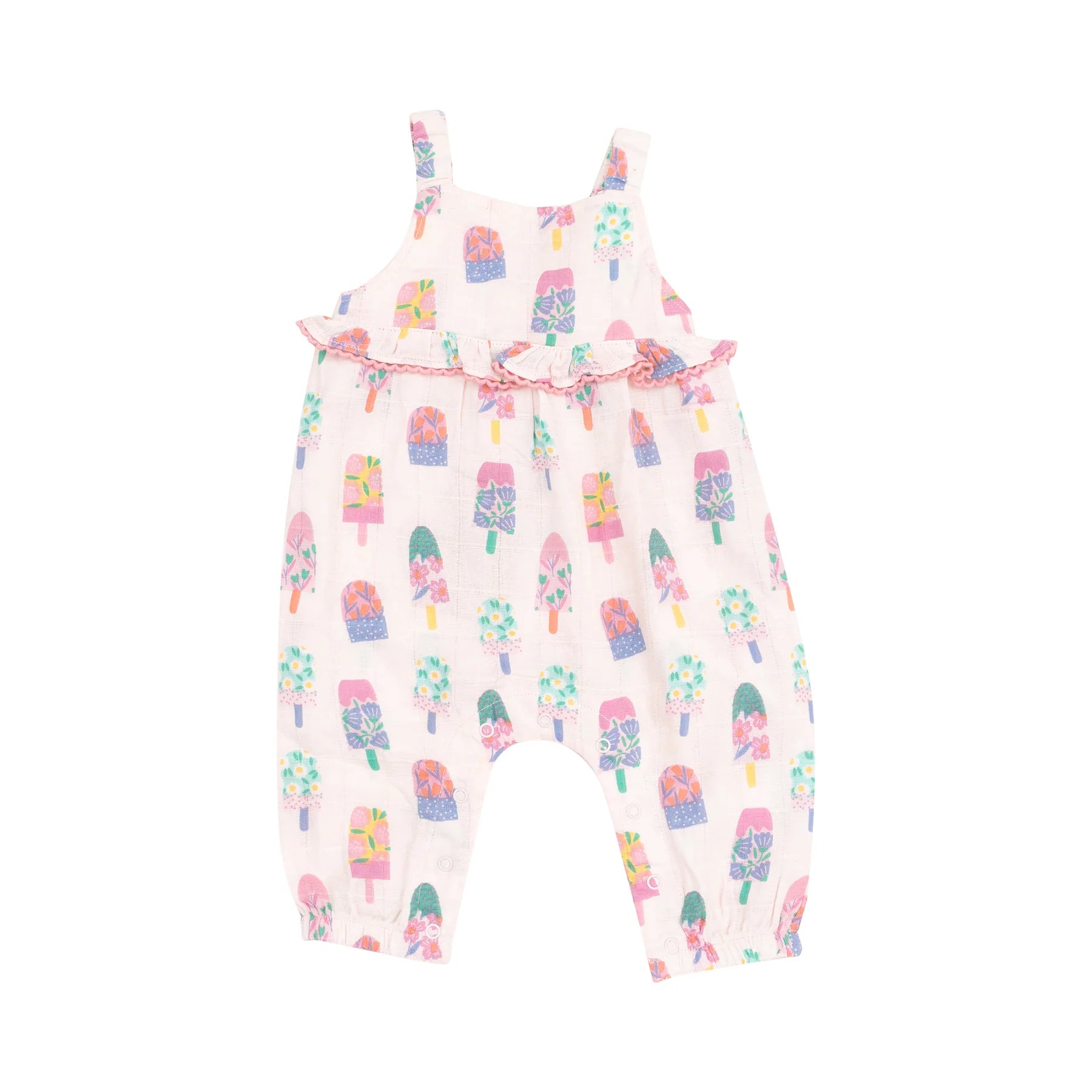 Floral Popsicles Ruffle Waist Romper