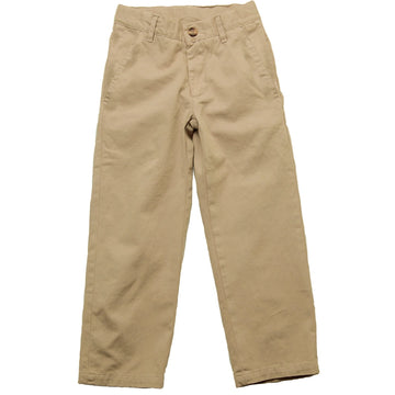 Boys Khaki Fixed Waist Twill Pant