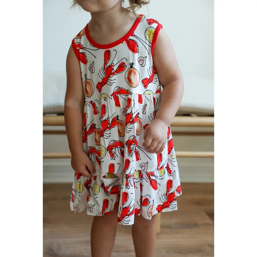 Crawfish Bamboo Tiered Twirl Dress - with Pockets