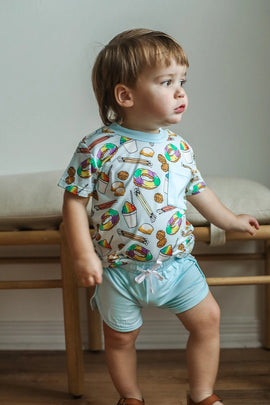 Southern Sweets Blue Bamboo Varsity Short Set