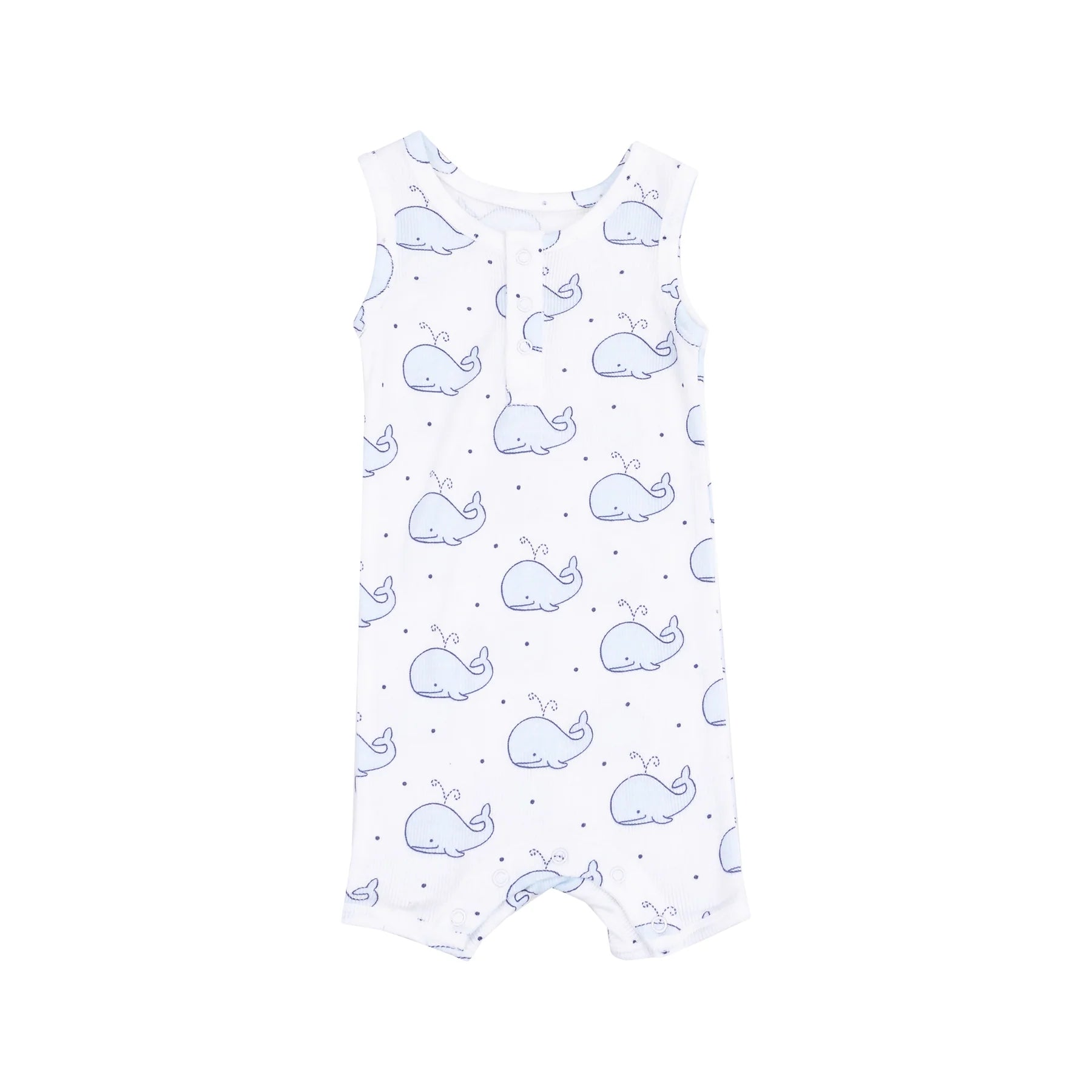 Bubbly Whale Blue Sleeveless Shortie Romper