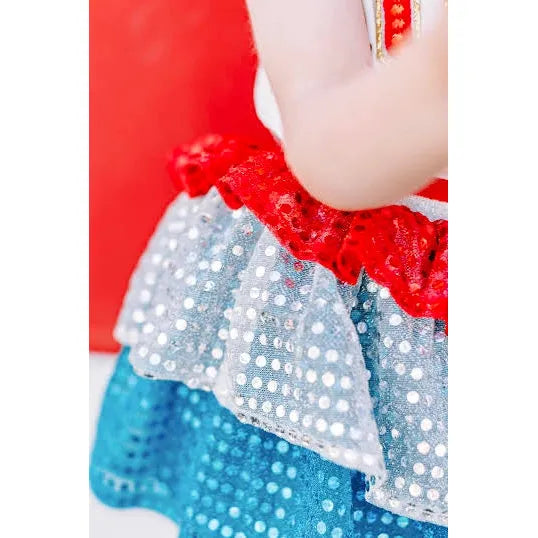 USA  Tank & Ruffle Sequins Skirt Set