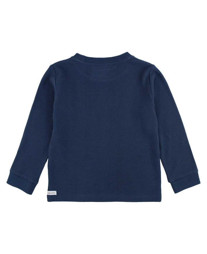 Waffle Knit Long Sleeve Crew Neck Shirt