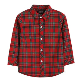 Red and Green Tartan Boys Dress Shirt