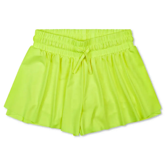 Neon Yellow Butterfly Shorts
