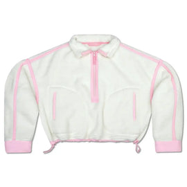 1/2 Zip Cream & Pink Sherpa Pullover ISCREAM