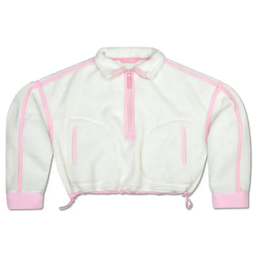 1/2 Zip Cream & Pink Sherpa Pullover ISCREAM