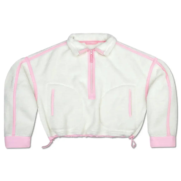 1/2 Zip Cream & Pink Sherpa Pullover ISCREAM