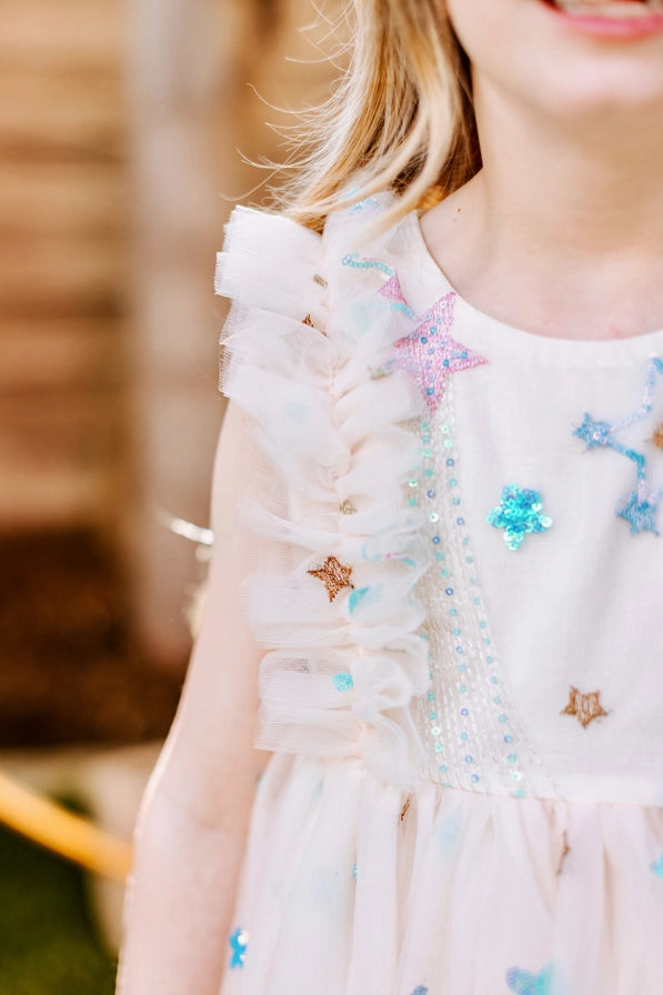 Cream Tulle Star Dress - 0