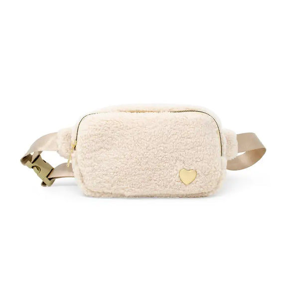 Fuzzy Crossbody Sling Bag with Heart