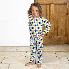 Kid's Mardi Harlequin Long Sleeve Pajamas