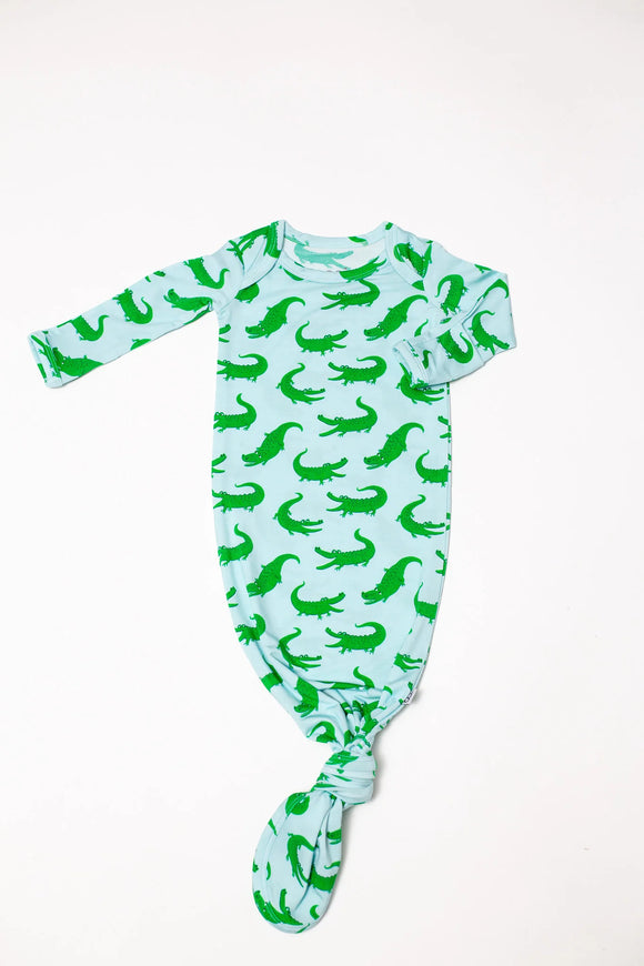Knotted Gown - Blue Alligators