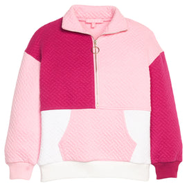 Pink & Cranberry Quilted Trellis Pullover