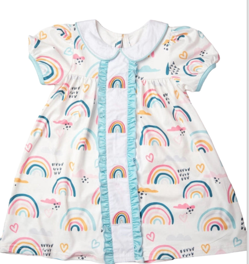 Pastel Rainbow Embroidered Dress