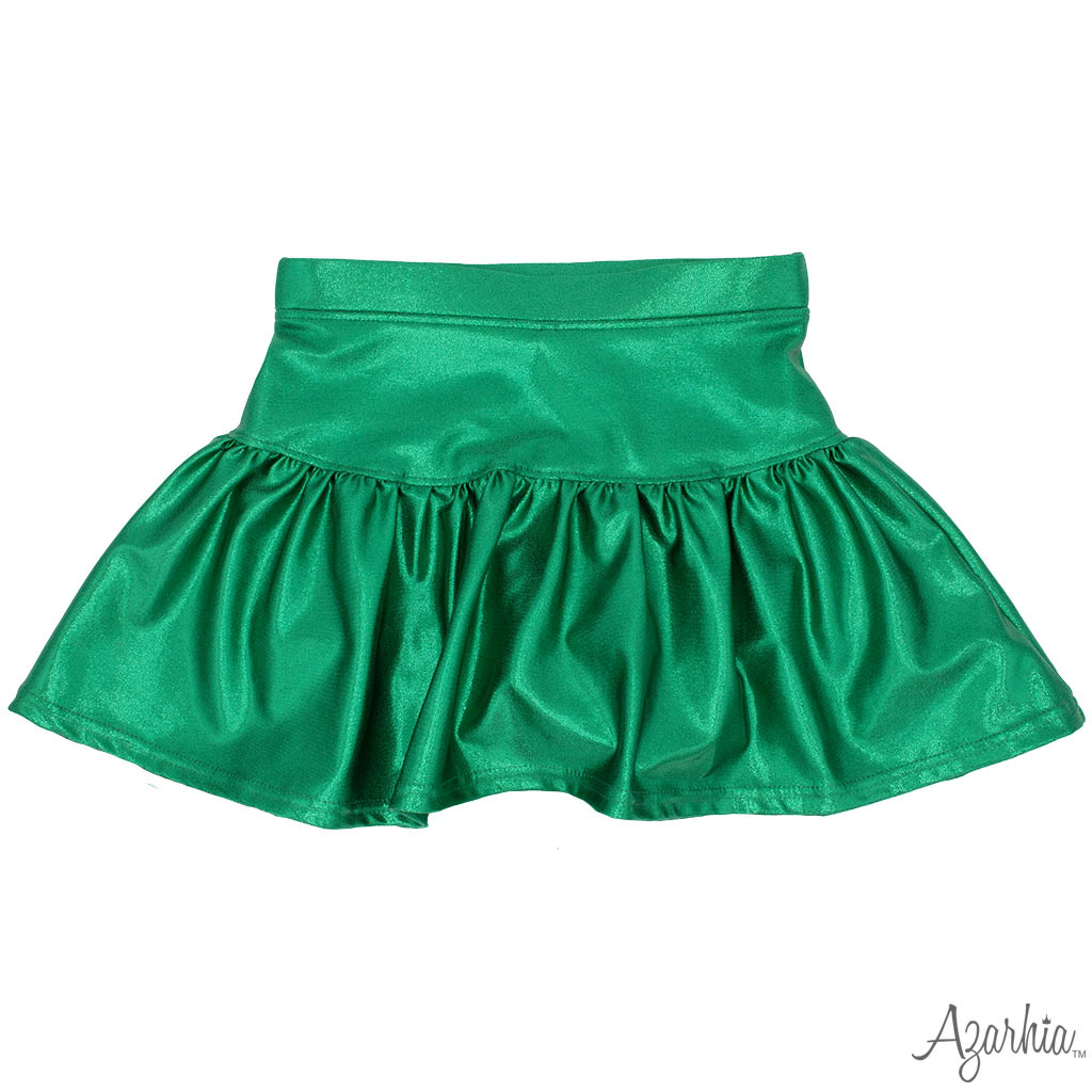 Green Shimmer Gathered Skort
