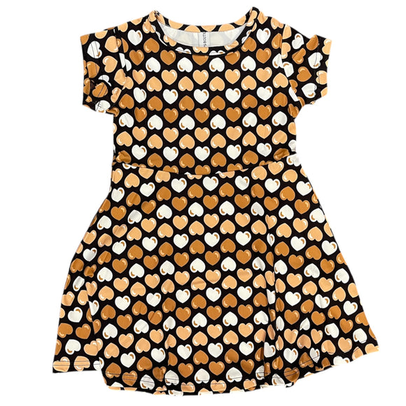 Charlotte Dress Black and Gold Hearts