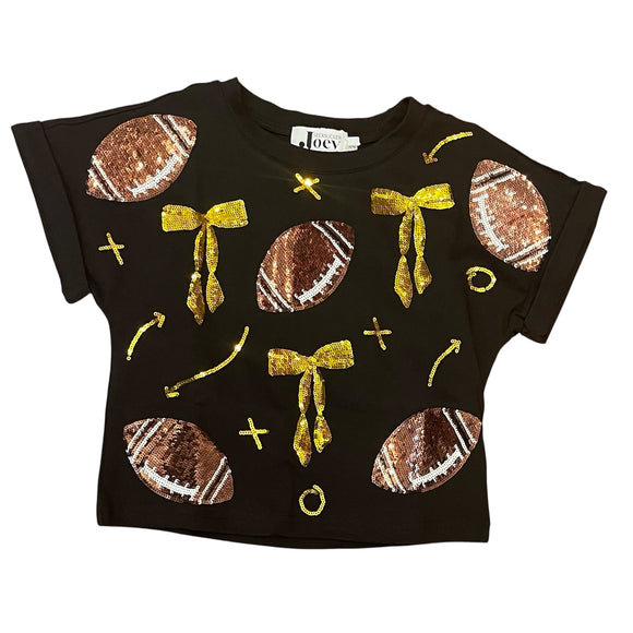 Bows & Footballs Sequin Tee