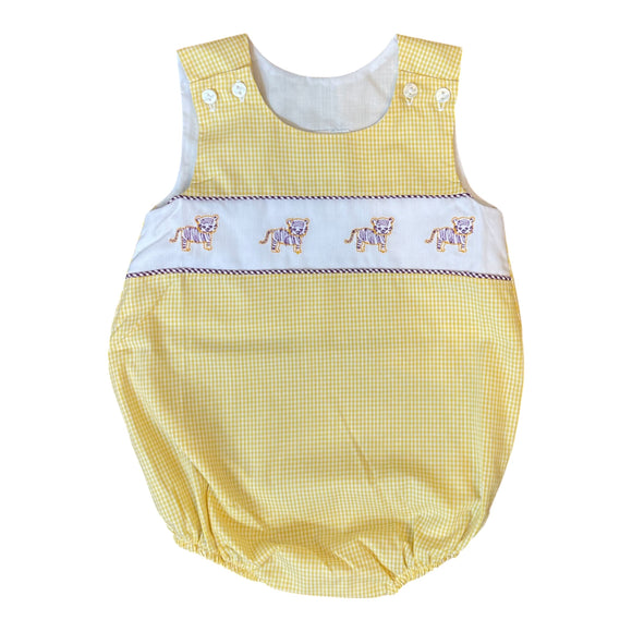 Cam LSU Tiger Embroidered Gingham Bubble
