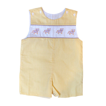 Pete LSU Tiger Embroidered Gingham Shortall