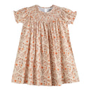 Brown Floral Smocked Bishop Dress-1