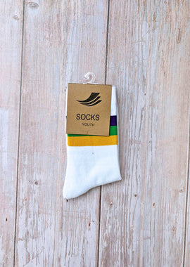 White Stripe Ribbed Socks - 0