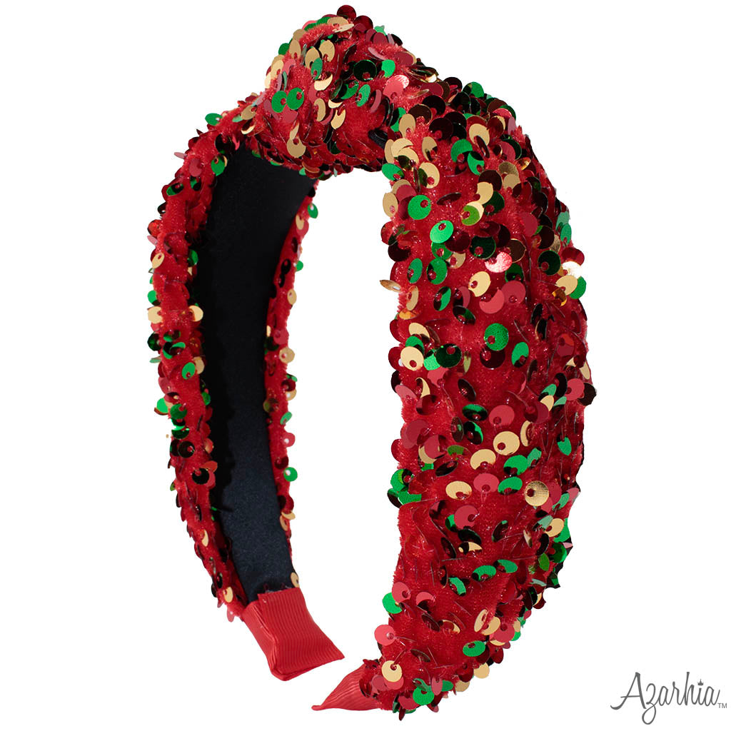 Christmas Top Knot Sequin Headband - 0