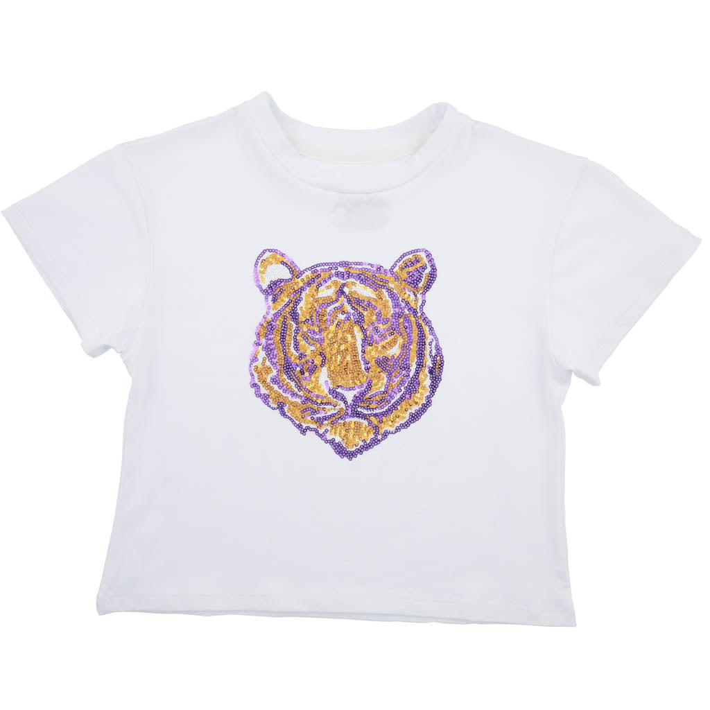 Sequin Tiger Face Boxy T