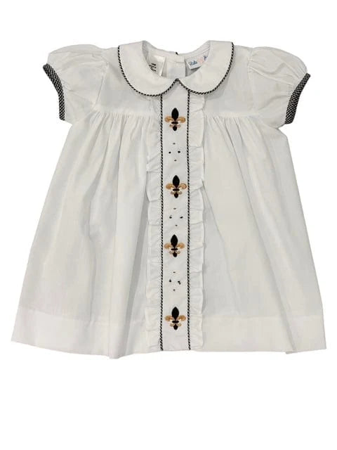 Molly Saints Fleur de Lis Embroidered Dress
