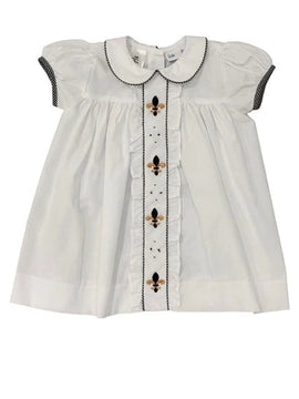 Molly Saints Fleur de Lis Embroidered Dress
