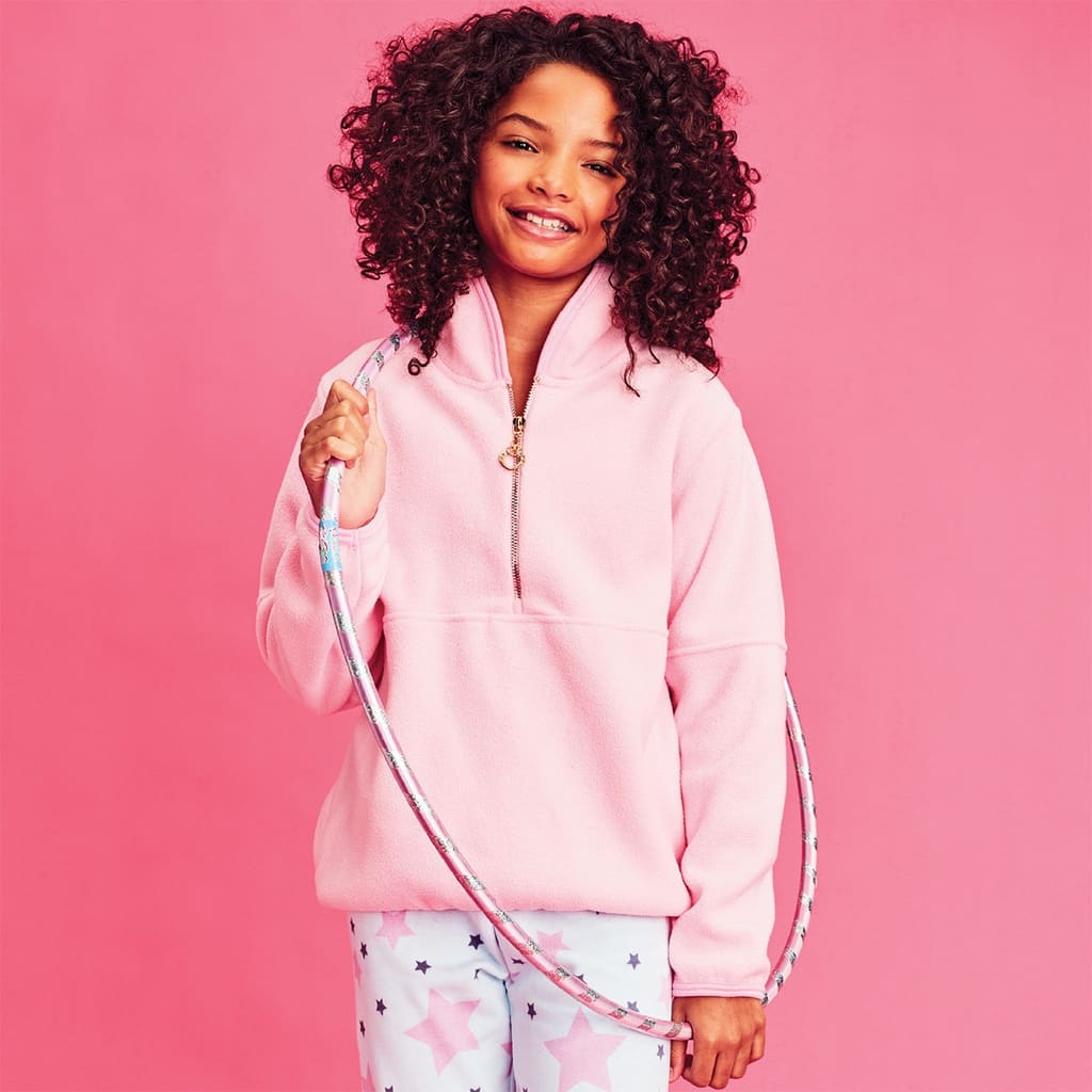 Pink Half Zip Fleece Pullover - 0