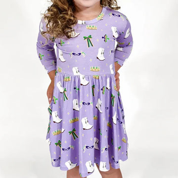 Mardi Gras Queen 3/4 Sleeve Dress