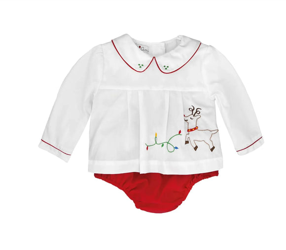 Reindeer Embroidered Diaper Set