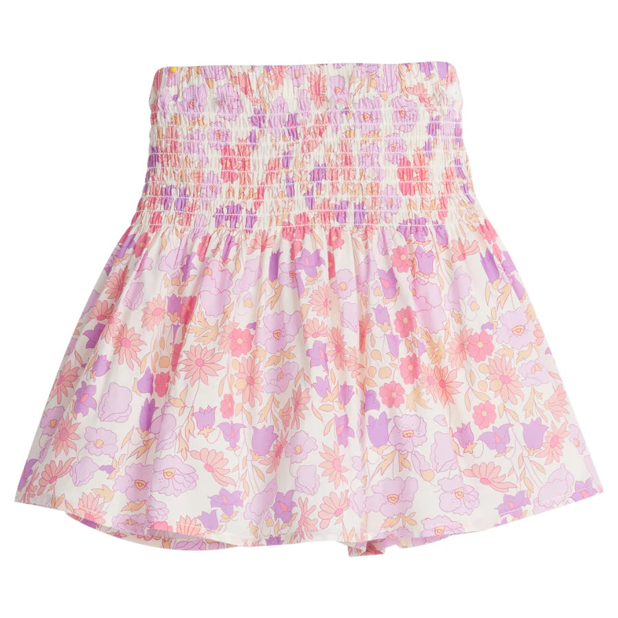 Shirred Circle Skirt-Lisle Lavender Floral