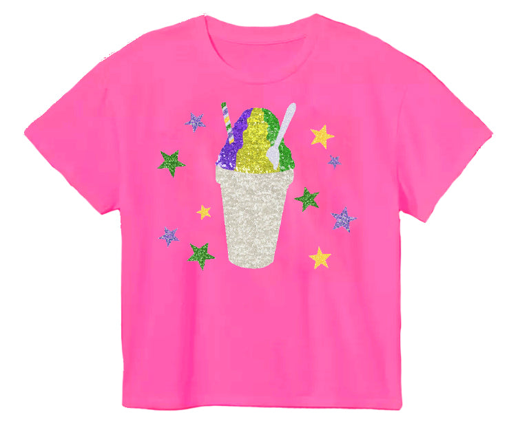 Neon Pink Glitter Snoball Tee