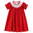 Red Velour Christmas Bishop Dress-1
